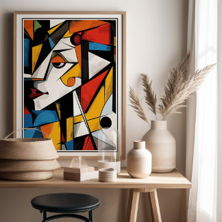 Poster Abstrato de Estilo Cubist Negrito