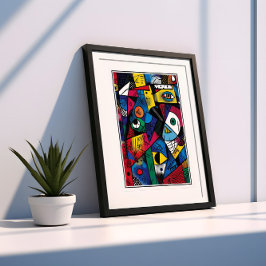 Poster Abstrato de Estilo Cubist Vibrante