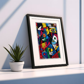 Poster Abstrato de Estilo Cubist Vibrante