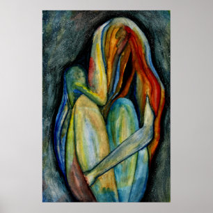 Póster Abstrato de feminina de cor moderna pintada à mã
