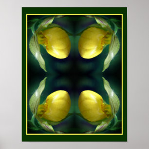 Poster Abstrato de Flor de Orquídea Amarelo Selvagem