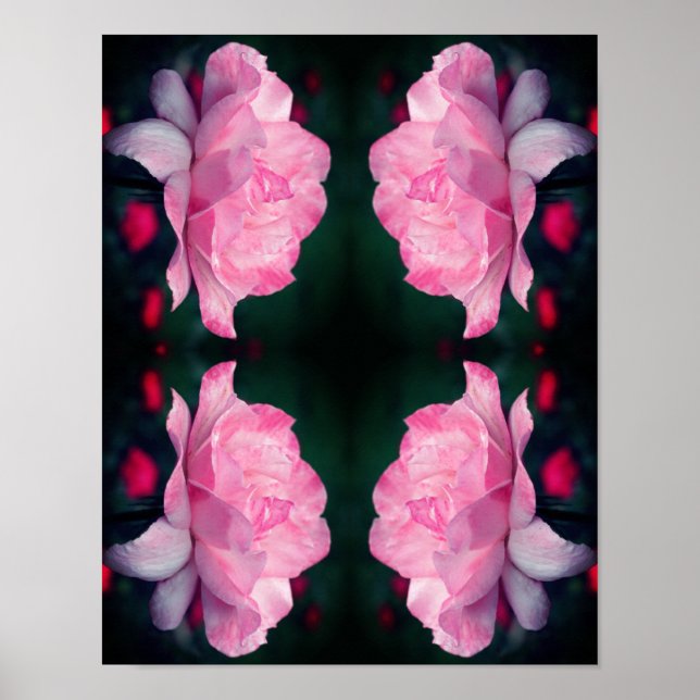 Poster Abstrato de Flor Rosa Rosa Forte (Frente)