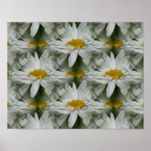 Poster Abstrato de Flores de Rainhas Brancas