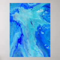 Abstrato de Fluido Azul Arte Mágica Moderna do Mar