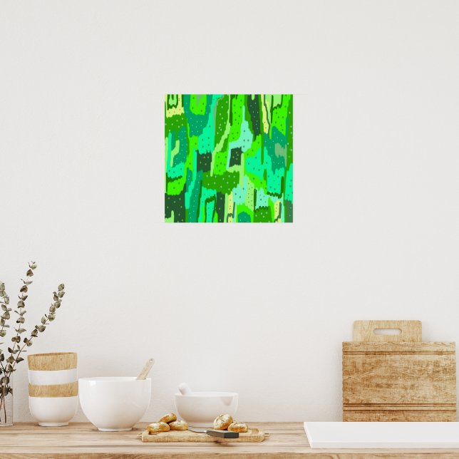 Poster Abstrato de Folhagem Verde (Cozinha)