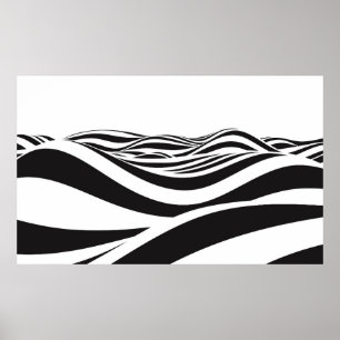Poster Abstrato de fundo de ondas. ilusão óptica 3D-