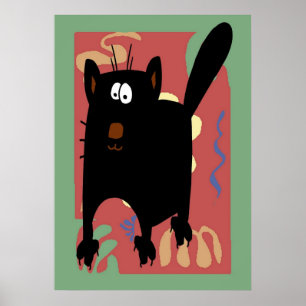 Poster Abstrato de Gato Negro