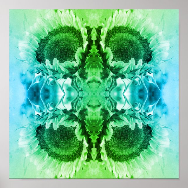 Poster Abstrato de girassol sorridente, preto e branco, p (Frente)