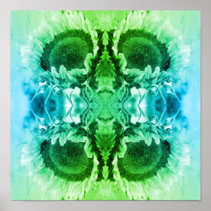 Poster Abstrato de girassol sorridente, preto e branco, p