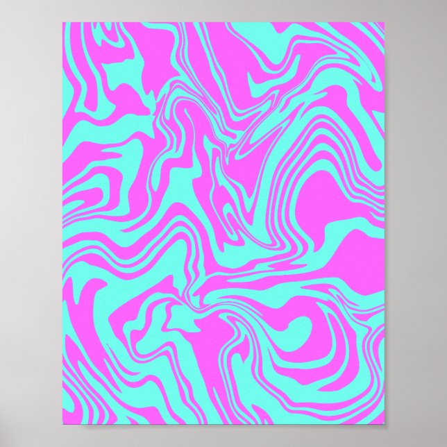 Poster Abstrato de giro brilhante em cor rosa e lacre (Frente)