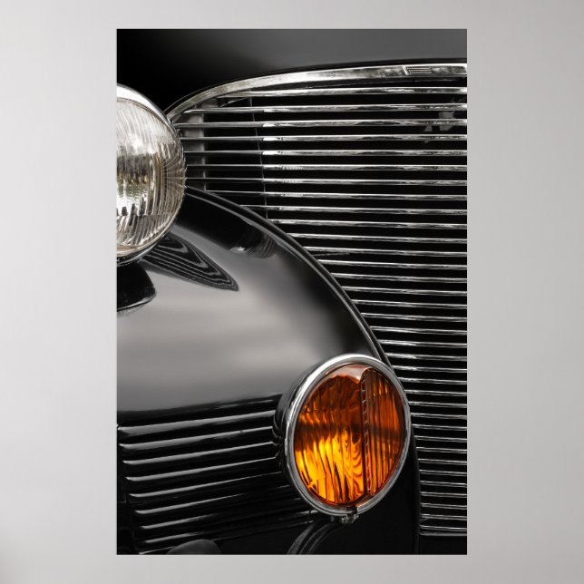 Póster abstrato de grelha de carro antigo (Frente)