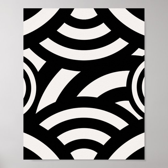 Poster Abstrato de Imagem Retroativa Linhas Pretas Branco (Frente)