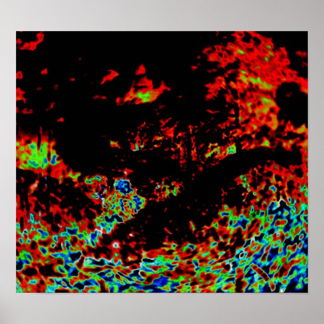 Poster Abstrato de incêndio em uma floresta (Frente)