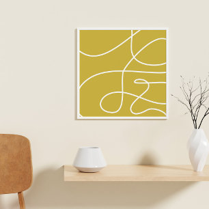 Poster Abstrato de Linha Contemporânea Art Boho Mostarda 