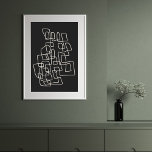 Poster Abstrato de Linha Contemporânea Arte Moderna Muro<br><div class="desc">Imagem moderna contemporânea de arte com desenho de abstrato em preto e branco.</div>