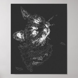 Poster abstrato de linha fina de gato estética arte moder