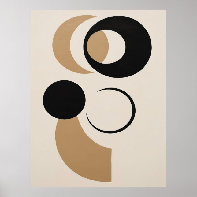 Poster Abstrato de Linha Geométrica do Círculo Negrito (Frente)
