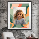Poster Abstrato de Linha Orgânica - 1 Foto Jade Tangerine<br><div class="desc">Uma arte de abstrato orgânica com cores verdes e corais. O design moderno destaca sua foto favorita para a estação. A modelo também inclui um local para adicionar um nome e um ano. Se precisar mover alguma coisa,  clique no botão personalizar para fazer alterações.</div>