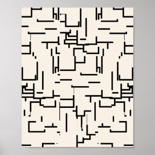 Poster Abstrato de Linhas Mínimas - Branco