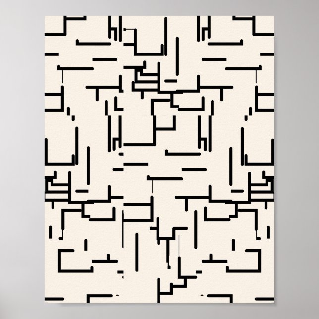 Poster Abstrato de Linhas Mínimas - Branco (Frente)