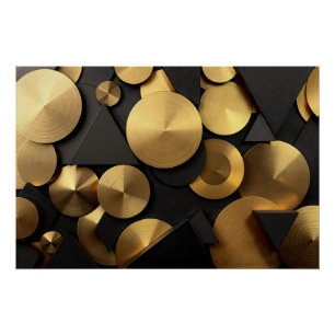 Póster Abstrato de luxo geométrico de ouro