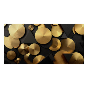 Póster Abstrato de luxo geométrico de ouro