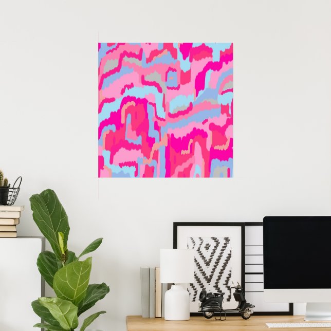 Poster Abstrato de magenta divertida (Escritório em casa)