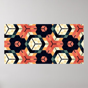 Poster Abstrato de marinheiros geométricos quadrados hex