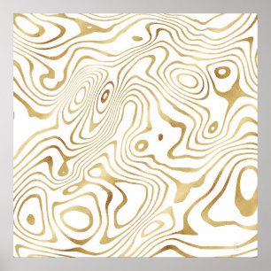 Poster Abstrato de mármore Dourado branco moderno