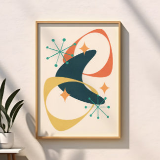 Póster Abstrato de Meio século de Idade Atômica Moderna d