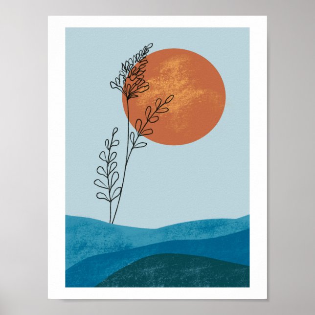Poster Abstrato de meio século Whimsical Modern Mountain  (Frente)