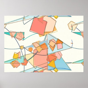 Póster Abstrato de melão, rosa e aqua