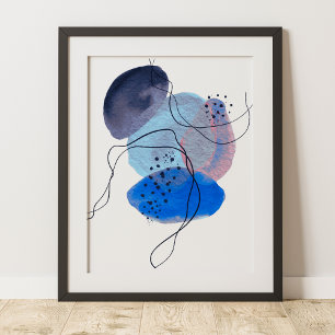 Poster Abstrato de moderno contemporâneo Marinho azul pr