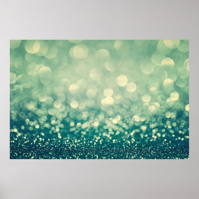 Poster Abstrato de natal brilhante azul (Frente)