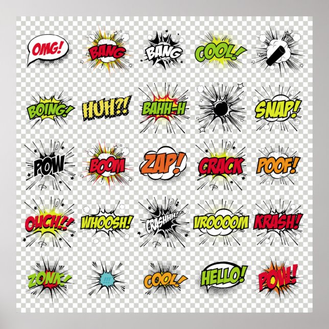 Poster abstrato de objetos de arte pop num suporte especi (Frente)