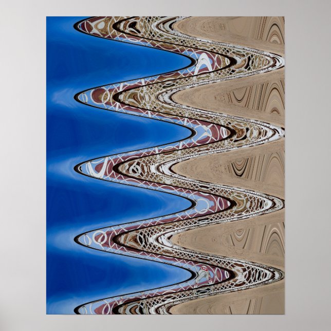 Poster Abstrato de onda da cerca branca, 2018 | Imagens S (Frente)