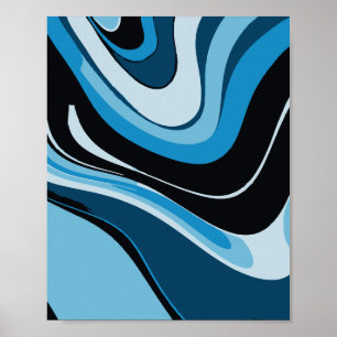 Poster Abstrato de Ondas Azuis