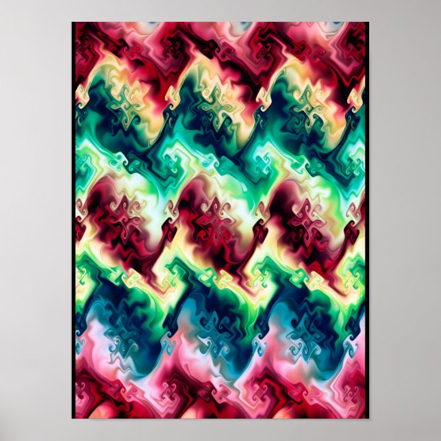 Poster Abstrato de ondas de cor (Frente)