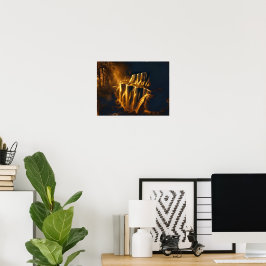 Poster Abstrato de ouro em cascata do - Digital Luxuoso