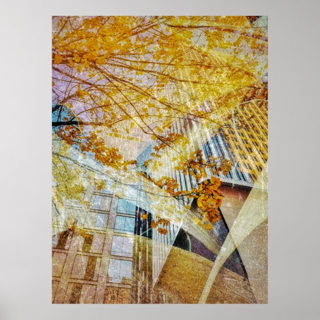 Poster Abstrato de Outono na Cidade (Frente)