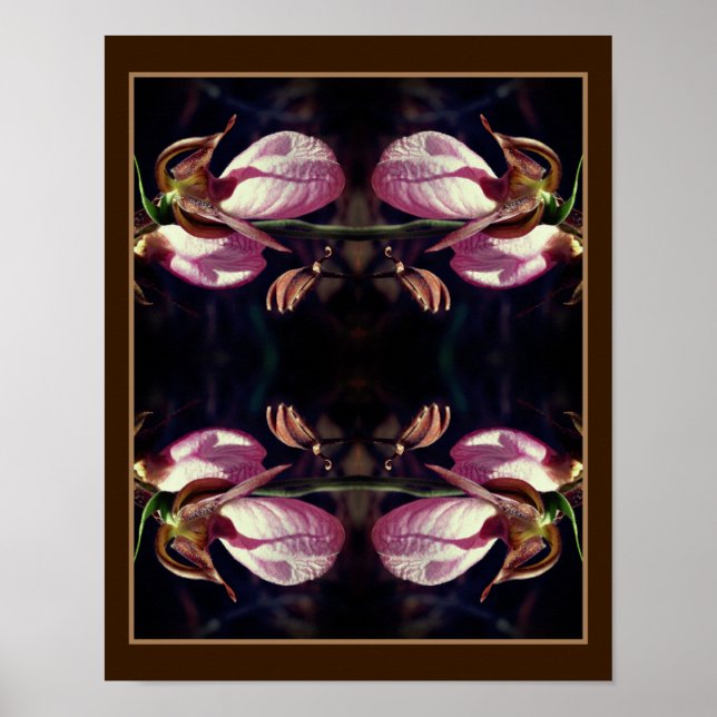 Poster Abstrato de Par de Orquídea Rosa Selvagem (Frente)