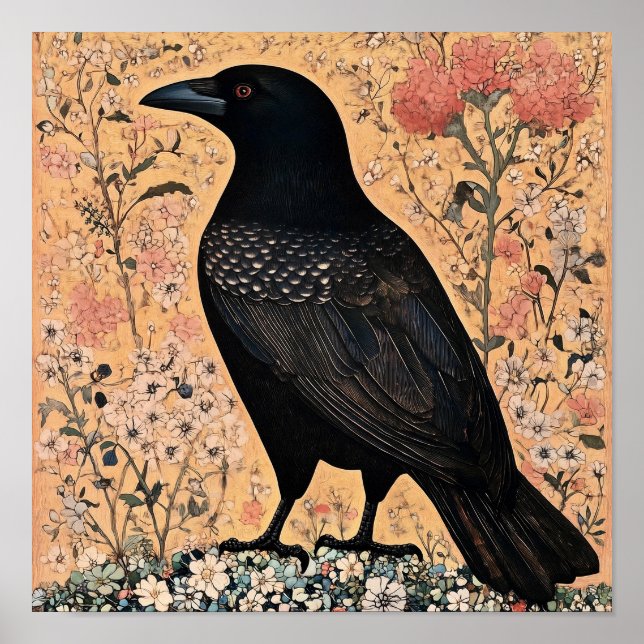 Poster Abstrato de Pássaro Crow (Frente)