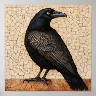 Poster Abstrato de Pássaro Crow