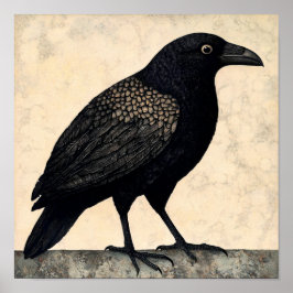 Poster Abstrato de Pássaro Crow