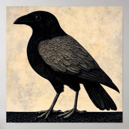 Poster Abstrato de Pássaro Crow