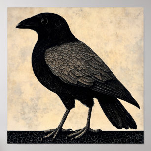 Poster Abstrato de Pássaro Crow