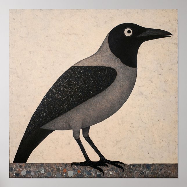 Poster Abstrato de Pássaro Crow (Frente)
