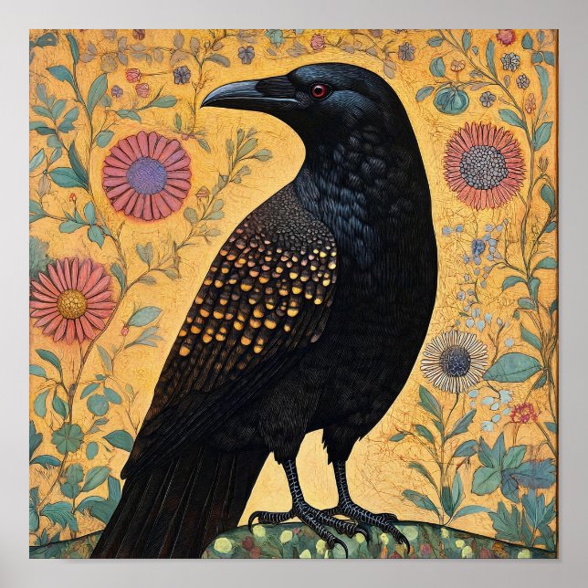 Poster Abstrato de Pássaro Crow (Frente)