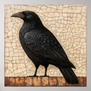 Poster Abstrato de Pássaro Crow