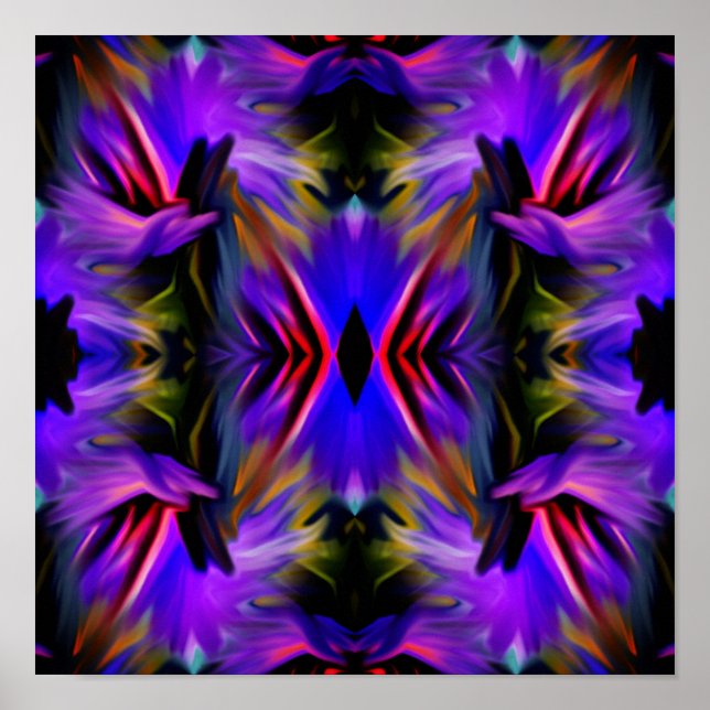Poster Abstrato de pincel azul roxo (Frente)